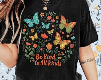 Be Kind to All Kinds PNG: Boho Floral Sublimation Design (Digital Download)
