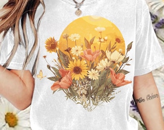 Boho Blumen Herbst Sonne PNG: Thanksgiving Sublimation Design (Digitaler Download