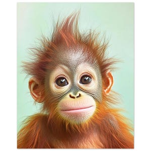 Baby Orang-Utan Poster Süßes Affenbaby Dschungel Babyzimmer Safari Tier Wandbild fürs Kinderzimmer | Poster von Dezinbazar
