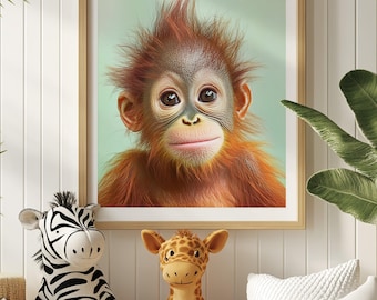 Baby Orangutan Art Print | Jungle Nursery Decor (Digital Download)