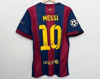 Barcelona 2014-2015 Messi #10 camiseta de fútbol, camiseta de Messi, camiseta de fútbol de la Liga de Campeones Love Messi, regalo para fanáticos.