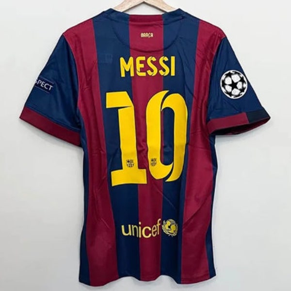 Maillot de football Messi # 10 Barcelone 2014-2015, maillot Messi, maillot de football Love Messi Ligue des champions, cadeau pour fan.