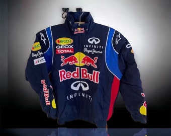 Chaqueta Red Bull Racing, chaqueta de carreras de Fórmula 1 Vintage, chaqueta bomber, chaqueta de carreras, chaqueta de gran tamaño, estilo callejero, ropa de calle de los años 90