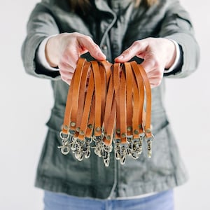 Genuine Leather Wristlet Strap for Pouch, Wallet or Clutch | Wristlet Strap Keychain or Wristlet Strap Replacement with Antique Brass Rivets