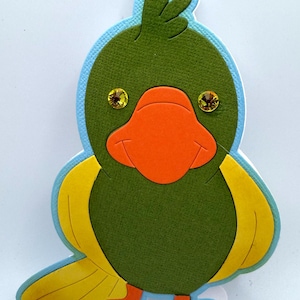 Tropical Parrot Greeting Card with Genuine Crystals – Colorful Fold-It that is Perfect for Birthdays & Special Moments