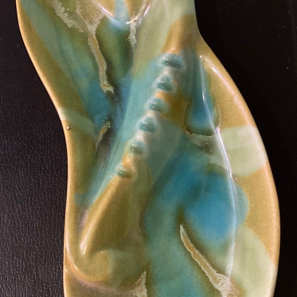 Vintage 1950s MCM Eames Era Drip Glaze Green & Turquoise Swirl Ash Tray~Marcia of California