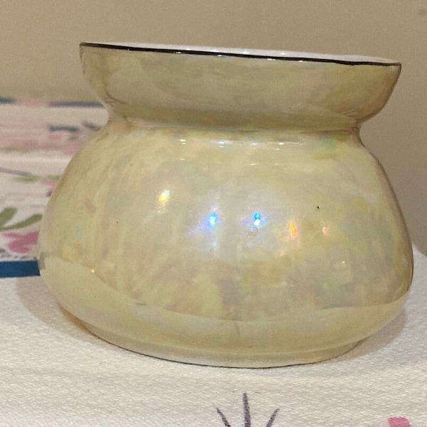 P.A.L.T. Czecho-Slovakia Lusterware Open Sugar Bowl~Iridescent Cream Color~Czechoslovakia