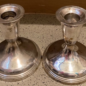 Lot of 2 Nice Vintage 1940s Raimond Silver Plate Candlesticks Candle Holders from India