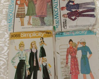 4 Lot 1970's Simplicity and McCalls Vintage Dress Patterns