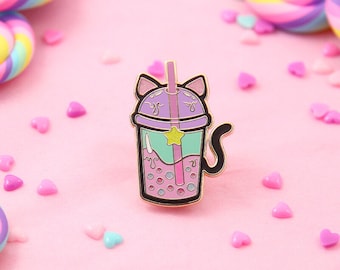 Kawaii Boba Kitty Enamel Pin