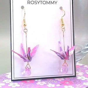 Origami Crane Earring for Wedding Party Jewelry Gift Idea for Special Occasion Accessory Crystal Earring Japanese Birthday Gift Inspiration