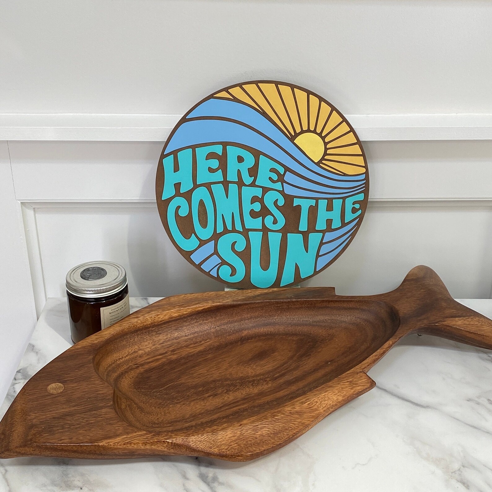 Sunrise Beach Decor Beach House Sign Here Comes the Sun Wood Sign ...