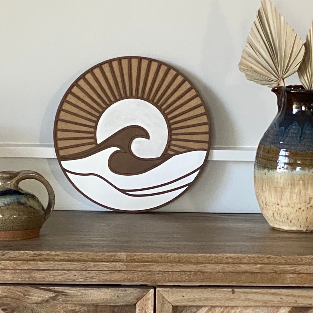 Beach Wave Decor Wood Ocean Wall Art Beach House Decor Etsy