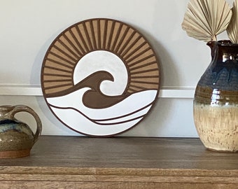 Beach Wave Decor Wood Ocean Wall Art Beach House Decor California Coastal Wood Art Boho Coastal Decor Wedding Gift Housewarming Gift for Her