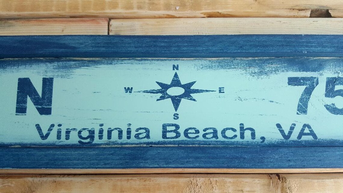 Virginia Beach Custom Coordinate Sign Wooden Coordinate GPS Etsy