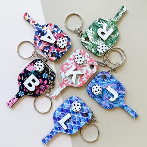 Personalized Pickleball  Keychain Customized Pickleball Paddle Intial Bag Tag Backpack Charm Pickleball Team Coach Gift for Mom Mothers Day