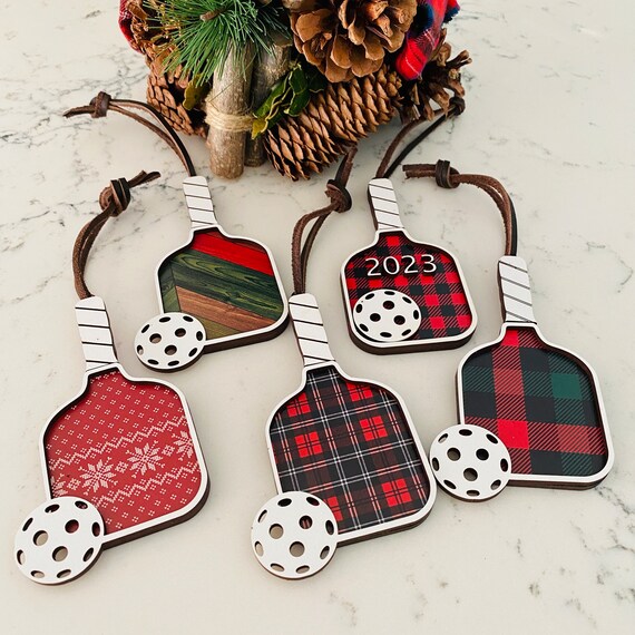 Personalized Pickleball Christmas Ornament Customized Paddle Bag Tag Pickle Ball Racket Ornament Pickler Gifts Volley And Dink Fun Gift