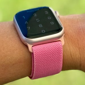 Pink Nylon Apple Watch Band – Sporty Vivid Pink Loop,  Adjustable | Series 1–10, SE, Ultra
