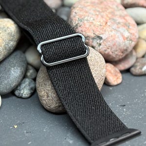 Black Apple Watch Band – Sleek, Breathable Sport Loop with Adjustable Buckle | Series 1–10, SE, Ultra