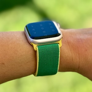 Green Nylon Apple Watch Band – Sporty Vivid Green Loop,  Adjustable | Series 1–10, SE, Ultra