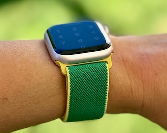 Green Nylon Apple Watch Band – Sporty Vivid Green Loop,  Adjustable | Series 1–10, SE, Ultra