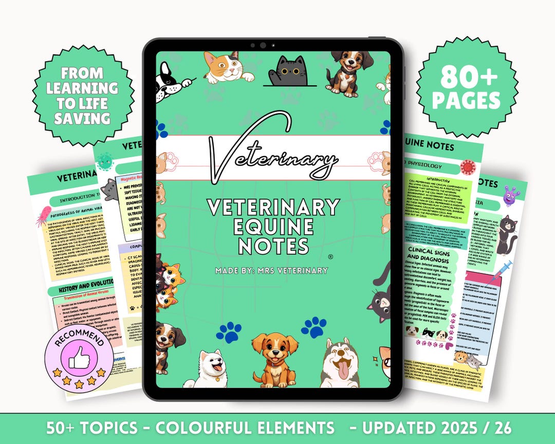Equine Veterinary Notes Bundle Hyperlinked, Equine Medicine Notes ...