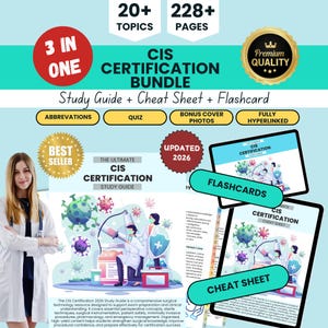 CIS Certification Bundle, Study Guide, Quiz, Flascards, Cheat Sheet, Sterile Processing Technician Exam 2026 (Digital Download)