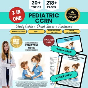 Pediatric CCRN Study Guide Review | Cheat Sheet, Flashcards (Digital Download)