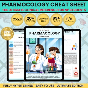 Spickzettel für Krankenschwestern & Krankenschwestern | Medikament-Klassen, Nebenwirkungen, High-Yield-Medikamente, Sicherheitswarnhinweise | PDF Digitaler Download