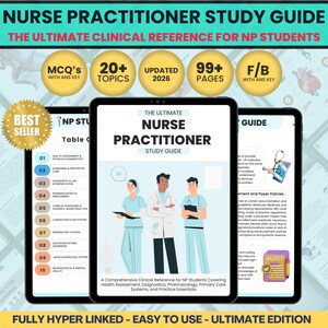 Guide d'étude des IP | Examen de l'examen d'infirmière praticienne, outils cliniques, Pharm, Dx, notes SOAp et plus | PDF pour étudiants FNP, AGNp, PMHnp