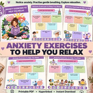 Anxiety Workbook - CBT Therapy Worksheets for Adults & Teens, Worry Stress Panic Coping Skills, Mental Health