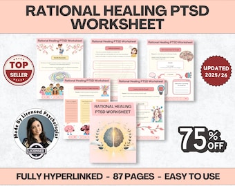 Rational Healing PTSD Worksheet, 87+ Pages, 10+ Topics, Hyperlinked, (Digital Download) PDF