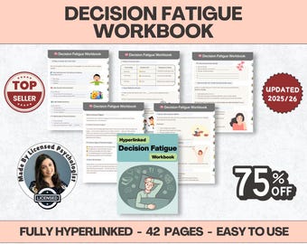 Hoja de trabajo para gestionar la fatiga de decisiones, más de 42 páginas, más de 10 temas, con hipervínculos (descarga digital) PDF