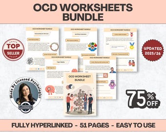 Obsessive Compulsive Disorder (OCD) Worksheets Bundle, 51+ Seiten, 10+ Themen, Hyperlink, (Digitaler Download) PDF