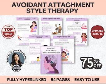 Attachment Styles Workbook, 54+ Pages, 10+ Topics, Hyperlinked, (Digital Download) PDF