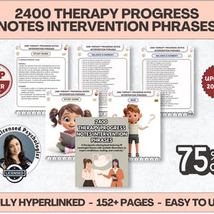 2400 Therapy Progress Notes & Intervention Phrases | Therapist Documentation Cheat Sheet | Counseling Notes Bundle (Digital Download)