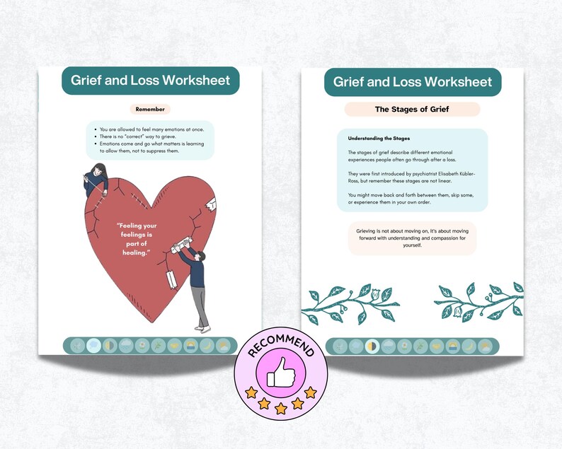 Grief and Loss Workbook: Therapy Worksheets for Teens & Adults, 48 ...