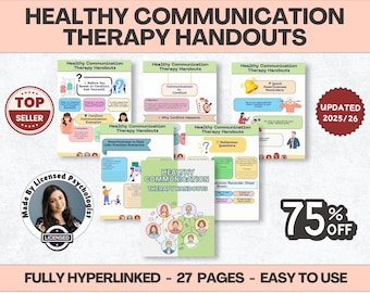 Healthy Communication Therapy Handouts, 27+ Pages, 05+ Topics, Hyperlinked, (Digital Download) PDF