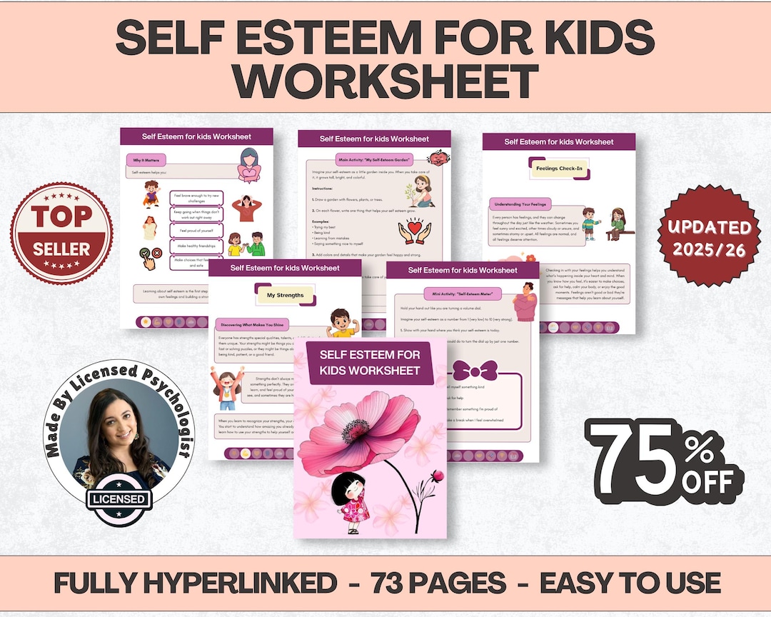 Self Esteem for Kids Worksheet, 73+ Pages, 10+ Topics, Hyperlinked ...