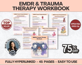 EMDR Workbook for Clients Plus Cheat Sheets for Therapist Bundle, Materiały dla klientów EMDR, Arkusze terapeutyczne, Fazy 1-8, Skrypt EMDR, Przewodnik