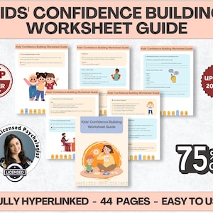 Hyperlinked Self Worth Mega Bundle 44+ Sheets | Self Workbook | US Letter | Self Esteem Kit  | Teen Therapy | Confidence Worksheets