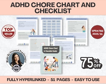 ADHD Cleaning Checklist Bundle, Chore Chart, Deep Cleaning Cards (Digital Download)