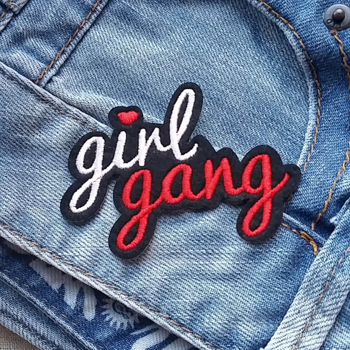 Girl Gang patch Text patches Words Jeans Iron on Patch Sew On Etsy