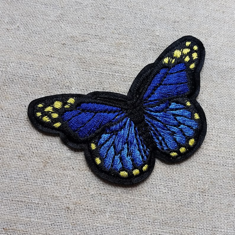 Butterfly patch Blue butterfly patches for Jeans Iron on patch Etsy