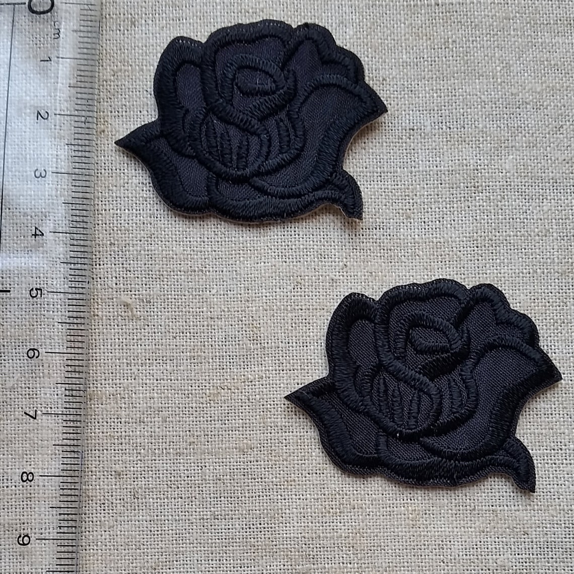 Rose patch 2 pcs Black Rose patch set Iron On patch Sew On | Etsy