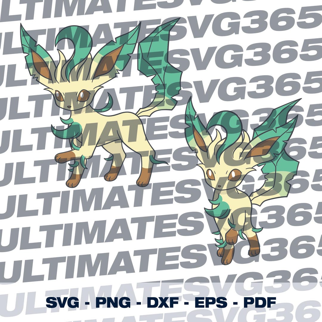 2 Pcs. Leafeon Designs SVG Pack, Pokemon Clipart PNG, Cricut Cut File ...