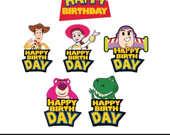 6 pcs. Toy Story Happy Birthday Designs SVG Pack, Toy Story Birthday Clipart PNG, Cricut Cut File DXF Instant Digital Download eps pdf