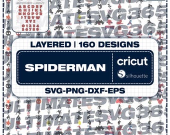 160 pcs. Spiderman Designs SVG Bundle, Superhero Clipart PNG, Cricut Cut File DXF Instant Digital Download eps