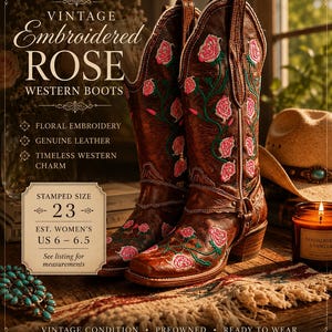 Embroidered leather cowboy boots - Etsy 日本