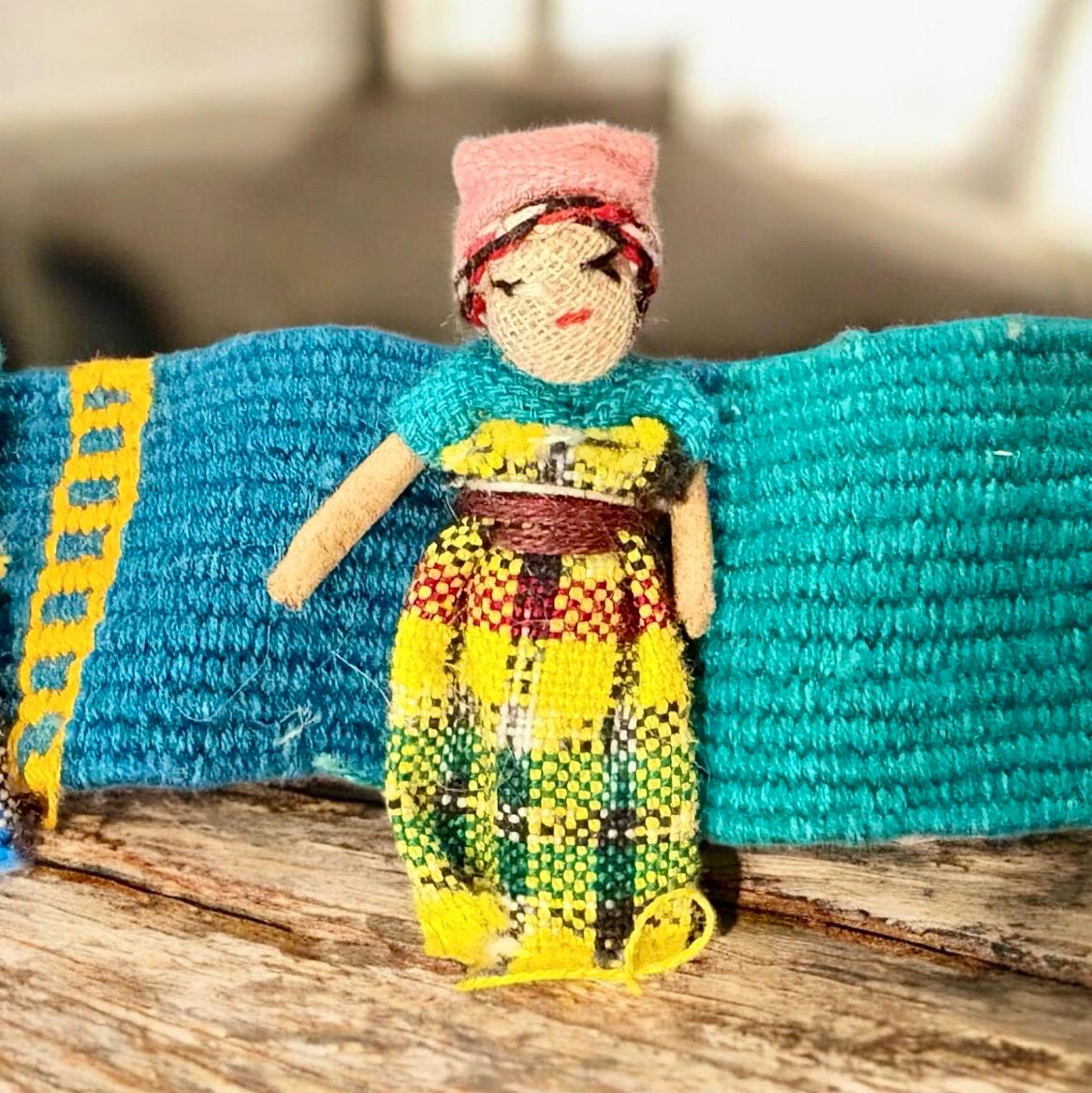 Colorful Woven Doll Worry Tie Belt Vintage Guatemalan Worry Doll Tie Belt – One Size Handmade  main image 3